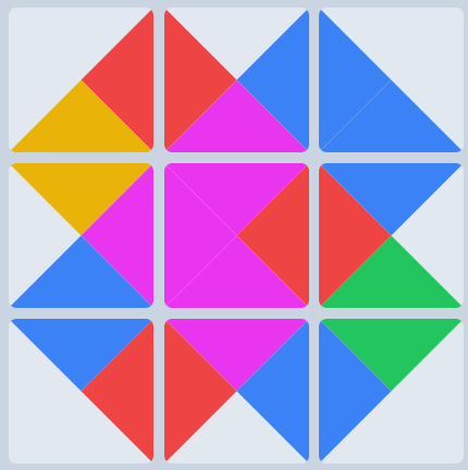 Valid solved 3x3 puzzle. All colours matching, edge pieces on the edges